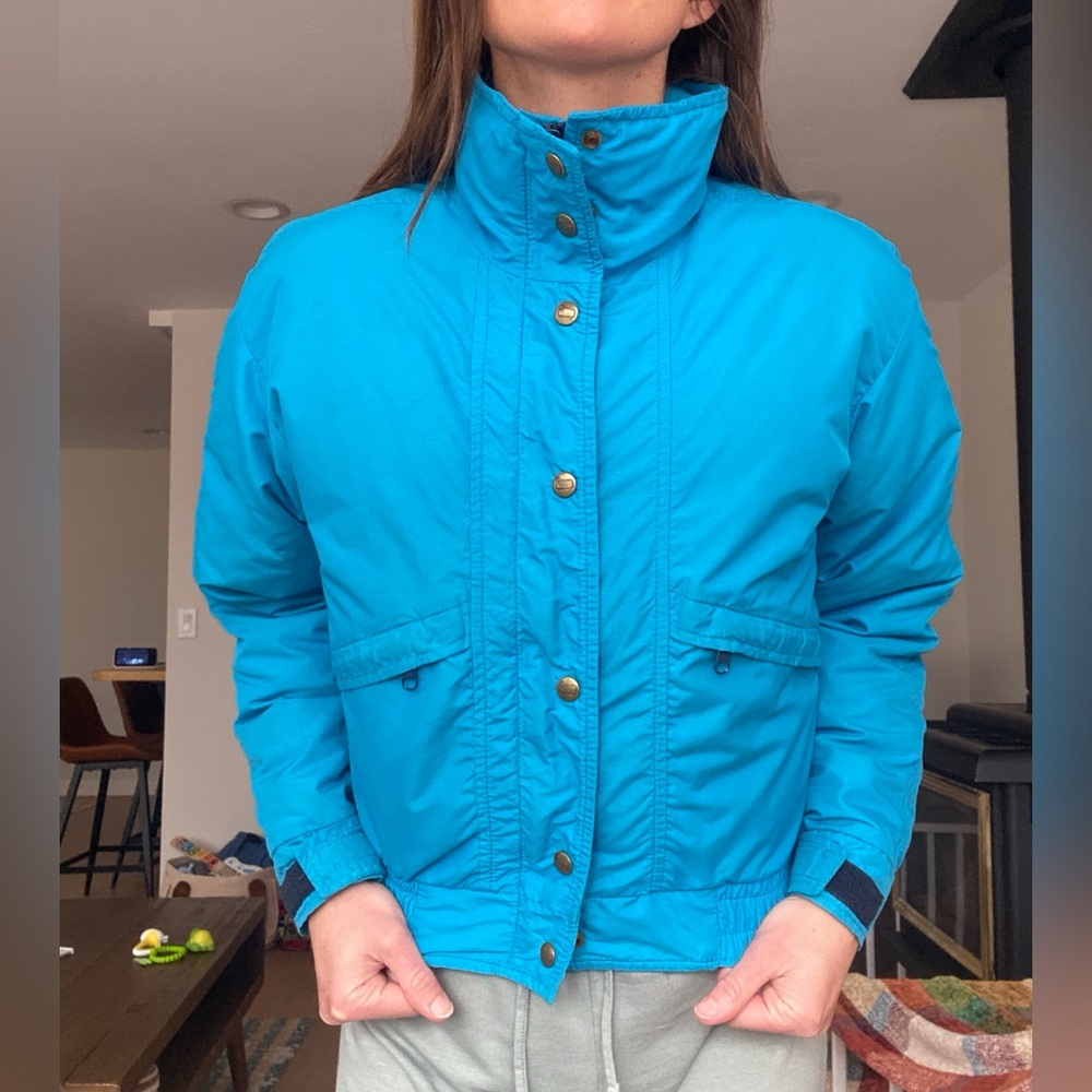Vintage The Woolrich Woman Down Puffer Jacket Small Blue Made in USA